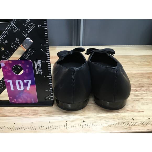 Kenneth Cole Lily Women's 8.5 Black Leather Bow Slip-On Pointed Toe Ballet Flats - Picture 4 of 7